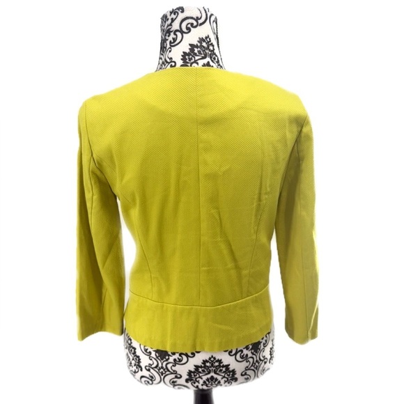 Sunny Leigh Neon Chartreuse Structured Blazer Jacket Statement Color Pop, 6 - Picture 9 of 12
